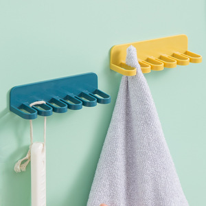 Six Hole Adhesive Hooks No Drilling Required For Kitchen Bathroom Storage Towel Spatula Dishcloth Holder ABS Material - Product Image 2