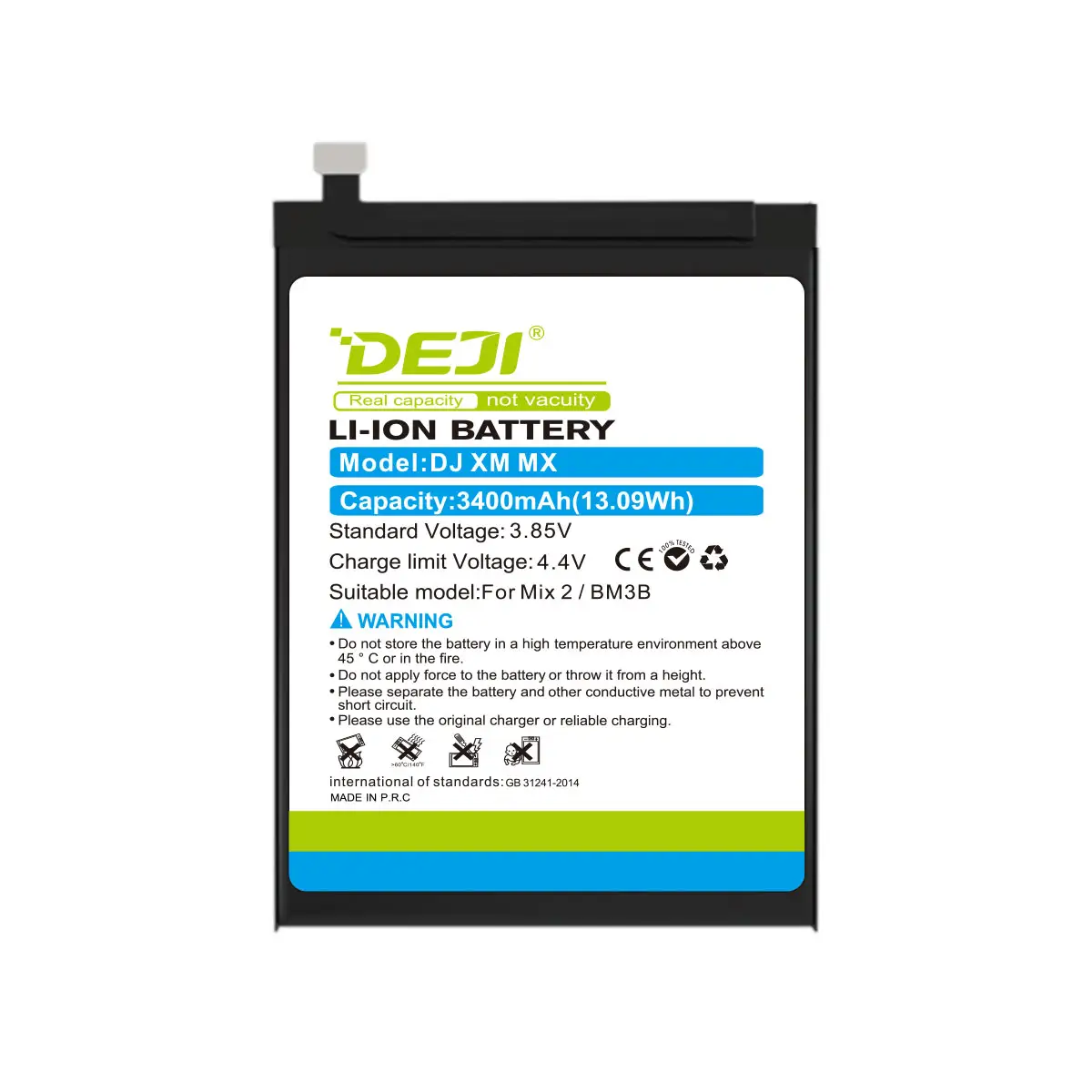 DEJI Factory Manufacturer GB/T18287 2013 Cell Phone Battery For XIAOMI MiX 2 2S BM3B