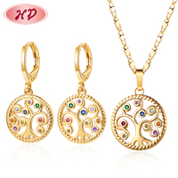 Parure de bijoux plaqués or 18 carats avec zircone incrustée à la main, boucles d'oreilles et colliers pour femme – Prix abordable
