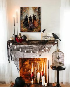 Halloween Forest Witch dekorative Malerei, Eingangs halle dekorative <span class=keywords><strong>Poster</strong></span>, Pine Wood Scroll Malerei. OEM/ODM Service - Product Image 1