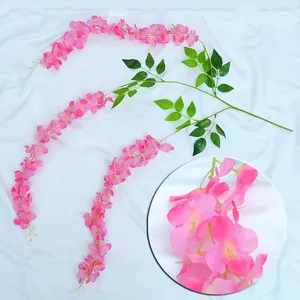 Guirlande de fleurs artificielles suspendues, glycine artificielle, longues vignes de fleurs en soie avec glycine blanche pour mariage