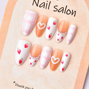 ABS Estilo francés Cubierta completa <span class=keywords><strong>Uñas</strong></span> usables <span class=keywords><strong>Uñas</strong></span> removibles Personalizables Puntas largas Fábrica al por mayor - Product Image 1