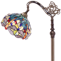 Lampe de table de style européen flexible avec abat-jour en verre teinté, base en résine, LED 12 pouces, AC E26, dimmable, garantie de 2 ans, CRI élevé 80