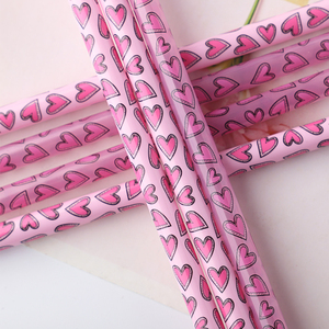 Valentine của ngày rơm, trái tim màu hồng trang trí nhựa tái sử dụng uống ống hút, nhựa cứng in rơm cho Đảng - Product Image 3