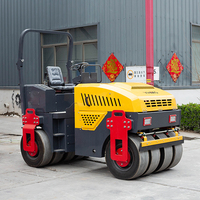Compacteur de sol pour route en asphalte, petit rouleau vibratoire à double roue en caoutchouc, rouleau de chantier pour route, livraison gratuite