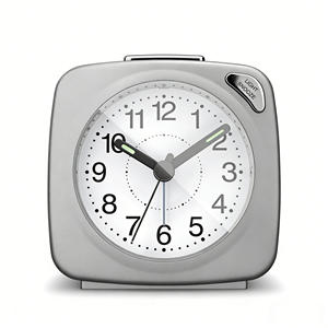Réveil analogique compact carré argenté de 2,8 pouces le plus populaire avec cadran lumineux pour les voyages - Product Image 1