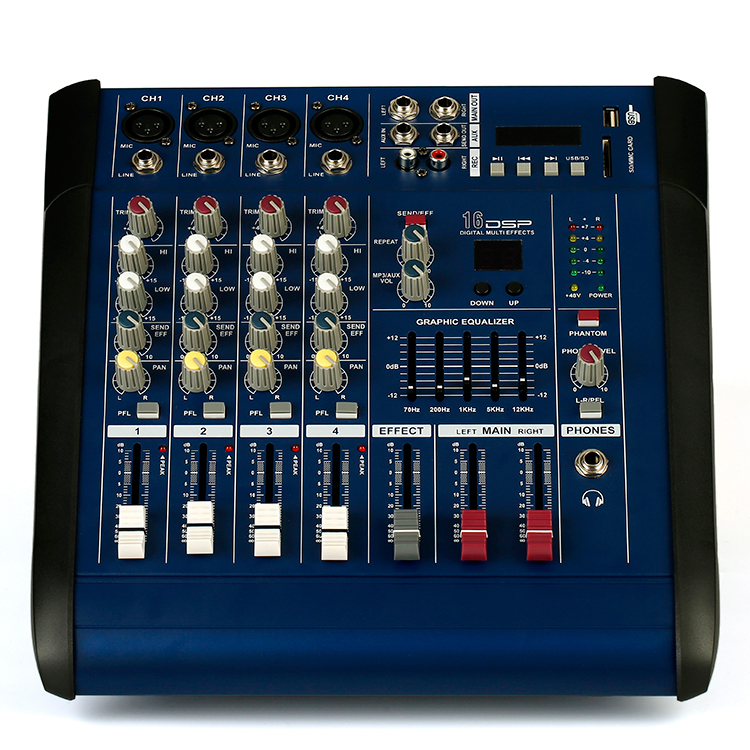 8 Channel Sound Digital Audio Mixer PMX802D with 250W Power
