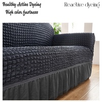 Housse de canapé hautement élastique en seersucker extensible, design doux et confortable, personnalisable, pour fabricants de housses de canapé à bulles