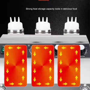 Ticari paslanmaz çelik elektrikli sos dağıtıcı 3 şişe biber Fudge peynir isıtıcı ile yeni durum - Product Image 4