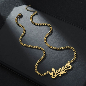 Custom <strong>Name</strong> Jewelry Gold Plated Stainless Steel Full Crystal Double Butterfly L;etters Pendant Necklace Gift <strong>for</strong> Women <strong>Girls</strong> - Product Image 4