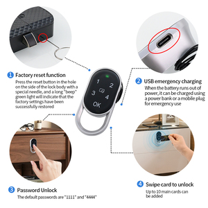 Khóa tủ quần áo thông minh với mật khẩu, quẹt thẻ và cung cấp năng lượng kép - Product Image 3