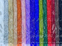 Dentelle en tulle vintage à motifs géométriques Paisley symétriques, ornée de strass, perles, sequins et perles lourdes pour robe de soirée sirène ou de mariée