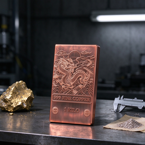 Barra de Cobre de 1 Kilogramo, 999 Puro, Nuevo Diseño, con Grabado de Dragón Chino Tradicional, Lingote Coleccionable, Placa Artística - Product Image 3