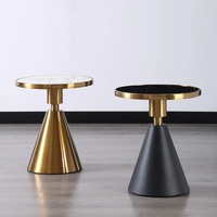 Table basse ronde simple moderne de luxe avec dessus en marbre Table d'appoint en acier de haute qualité pour meubles de salon à manger