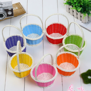 DAMAI Wholesale Easter Decor Plastic Rattan Woven Baskets Handcrafted Round Egg Storage <b>Bins</b> for Home <b>Small</b> Items Organization - Product Image 1