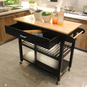 Mueble de Cocina Moderno de Madera Maciza con Cajón Grande y Estantes de 2 Niveles - Product Image 3
