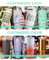 Termo de Acero Inoxidable de Grado Alimenticio de 40 oz, Personalizado con Grabado Láser Color Verde Azulado, Diseño de Gato HK KT, Marrón Dorado, Libre de BPA, Aislado al Vacío