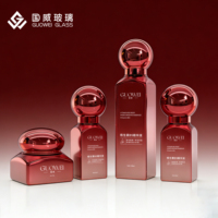 Ensemble de flacons en verre de luxe pour soins de la peau, flacon carré bleu dégradé pour lotion et sérum, pot pour crème pour le visage, emballage cosmétique, logo personnalisé