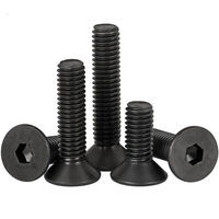 Baut Kepala Rata DIN7991 M12 M16 Baja Tahan Karat 304 Lapisan Oksida Hitam, Kepala Hex Drive, Soket, Sekrup Allen
