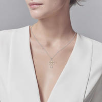 Bijoux minimalistes cadeau 925 argent Sterling Zircon croix infini boucle pendentif collier pour les femmes