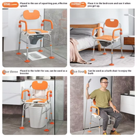 Rutsch fester Bad hocker mit doppeltem Verwendung zweck Commode Elderly Assist Badezimmer Tragbarer Dusch stuhl mit Griffen für alte