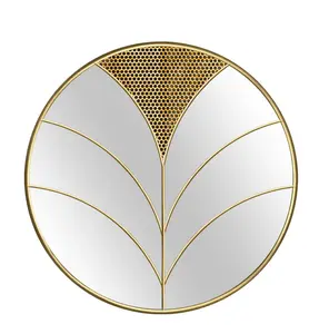 2023 Frühling neues Design Haushalt Handgemachte moderne runde goldene Wand spiegel für Wohnkultur