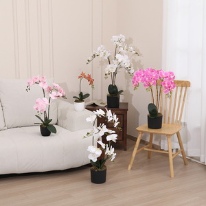 Planta Artificial de Orquídea en Maceta de 75 cm, Tacto Realista, Plástico Ecológico, Decoración para el Hogar y el Jardín, Blanco/Rosa/Naranja JWP354 - Product Image 3