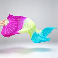 Éventails de danse du ventre en fausse soie les moins chers, pour main gauche et droite, en soie d'imitation et bambou, longs, pour costume de danse pour femmes