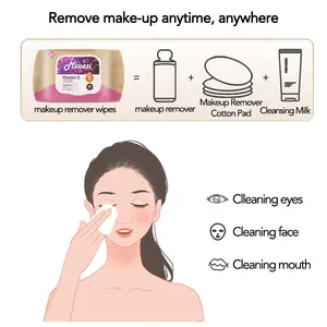 Lingettes démaquillantes pour le visage personnalisées Lingettes nettoyantes jetables pour les yeux et les lèvres, nettoyage en profondeur, douces et portables pour femmes