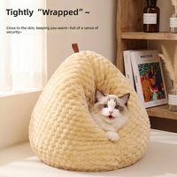 Lit pour chat extra large en coton PP chaud pour l'hiver, semi-fermé, style fond de poulailler créatif, sac de couchage pour chat, lit pour chaton, lit pour chien