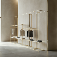 Magasin de vêtements personnalisés Décoration intérieure Porte-vêtements en métal et présentoir à étagères Porte-vêtements de haute qualité pour boutique