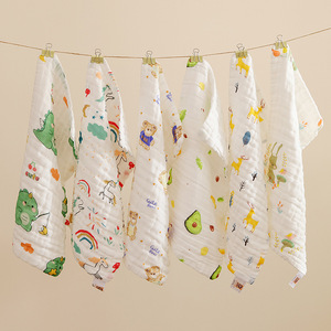 Toalla de Gasa para Bebé Qidou, 25x50 cm, con Estampado de Dibujos Animados, Paño de Algodón para Bebés - Product Image 1