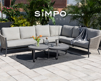 SIMPOLIFESTYLE Ensemble de canapés d'angle de haute qualité, écologiques, pour l'extérieur, pour salon et cour, structure en aluminium, tissu en oléfine