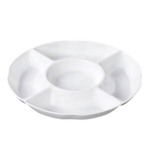 HCMA Kunststoff-Trennwände Runde 6-Fach-Platte Weiße Melamin-Trockenfrucht-Schale Mehrzweck-Geschirrsets Lebensmittelsicher - Product Image 3