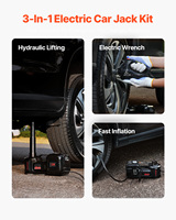 Cric de voiture électrique Cric à ciseaux avec gonfleur intégré Clé à chocs électrique Lumière LED pour cric de levage automatique Outil de réparation de voiture