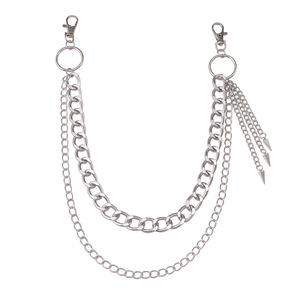 Cadena de cintura estilo hip hop de metal con colgante de doble capa con púas, cadena corporal de aleación de zinc, moda casual - Product Image 5