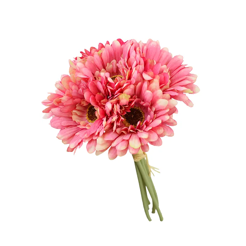 Nouvel arrivage de fleurs artificielles en soie Gerbera attachées à la main Falang Chrysanthème Fleurs en soie Bouquet de main de mariée Arrangement de table