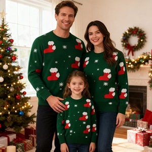 Matching Family Christmas Sweaters for Holiday Party Photos, Santa Claus Tree Graphic Xmas <strong>Jumpers</strong> for Family - Product Image 3