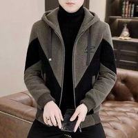 Meilleure vente Cardigan hommes à capuche poche cordon pull hommes couleur bloc fermeture éclair confortable hommes chandails