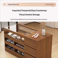 Meuble de caisse pour boutique de vêtements, style influenceur, avec îlot de présentation, table de circulation, présentoir, pour ornements et bijoux, en bois et verre, table de bar