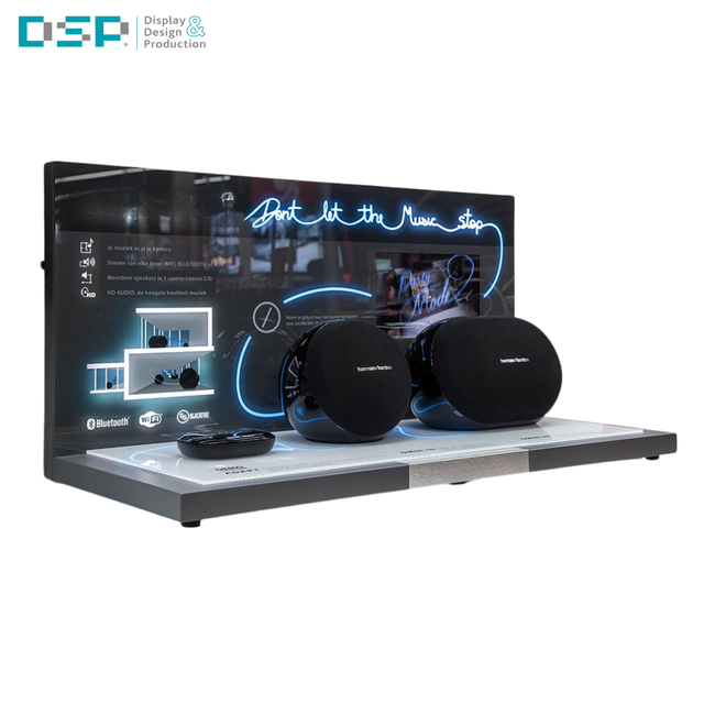 DSP Vietnam Factory Custom LED Smart Speaker Display Stand High-End Electronic Gadgets Showroom Display Shelf for 3C Digital