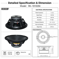 Haut-parleur de basses professionnel de 18 pouces avec aimant puissant, 1200 W RMS, pour scène, événements et discothèques