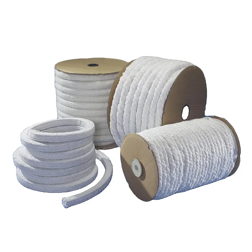 aluminum silicate fiber braided rope 1260 kiln heat thermal insulation ceramic fiber cloth yarn tape rope