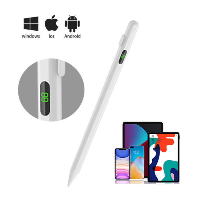 Universal Fine Tip Rechargeable Touch Screen Stylus Pen for Android Tablets with Plastic Body and Replaceable Nib