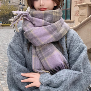新しいファッション韓国スタイルチェック柄スカーフ女性用冬秋と冬の暖かい伝統的なスカーフ & ショール - Product Image 2