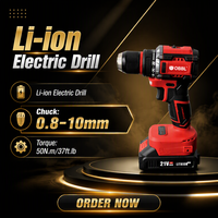 Perceuse sans fil Li-ion OBBL OB-7130 21V, 0 à 2000 tr/min, 50 Nm, mandrin 10 mm, perceuse électrique pour la rénovation domestique, prix d'usine