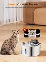 Fontaine à eau sans fil pour animaux de compagnie avec capteur intelligent, 3,2 L, acier inoxydable 304, distributeur d'eau automatique moderne et élégant pour chats, chiens et petits animaux