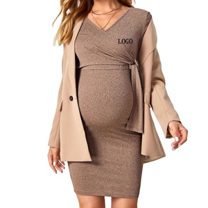 maternity short evening dresses Violet Maternity Maxi Dress with Slit and Short Sleeves