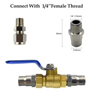 Interrupteur d'atomisation Ag 9.52mm, robinet à tournant sphérique en cuivre à double filetage femelle 1/4 ", raccords de tuyau de pulvérisation de jardin - Product Image 2
