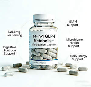 อาหารเสริม GLP-1 สูตร 14:1 สำหรับผู้ใหญ่ บำรุงสุขภาพลำไส้ ช่วยเรื่องการเผาผลาญ ประกอบด้วย เบอร์เบอรีน อบเชยซีลอน น้ำส้มสายชูหมัก โสม ปราศจากกลูเตน เหมาะสำหรับผู้ทานมังสวิรัติ - Product Image 3